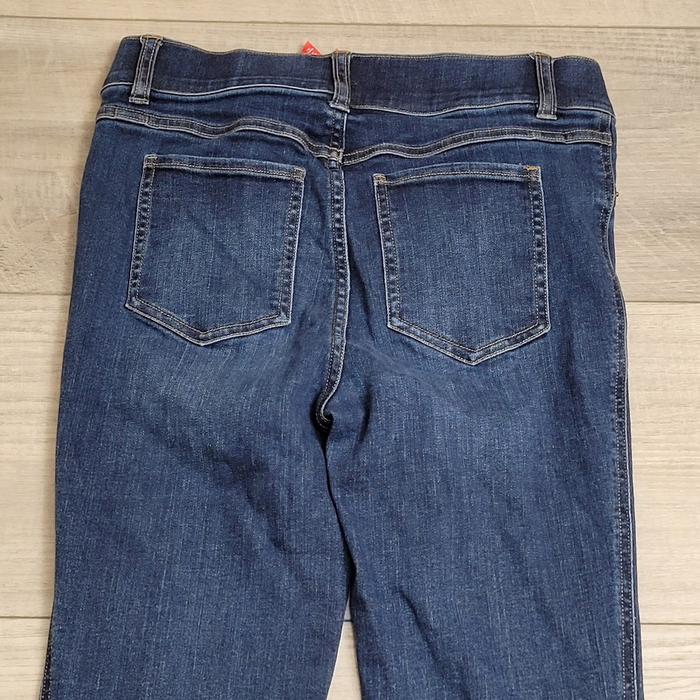 SPANX Jeans Women's S 28x33 Indigo Bootcut Pull‑On Stretch Mid Rise Denim Boho - Picture 15 of 16